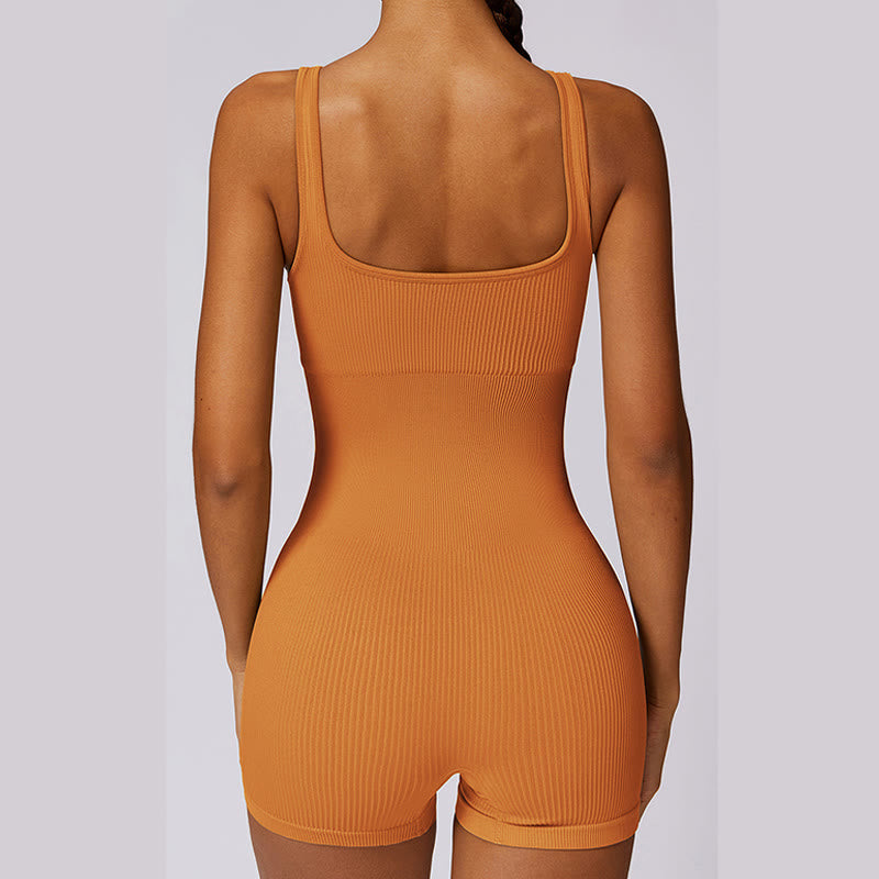 Buddha Stones Solid Seamless Jumpsuit Romper Sports Fitness Yoga Women Bodysuit