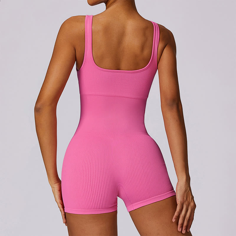 Buddha Stones Solid Seamless Jumpsuit Romper Sports Fitness Yoga Women Bodysuit