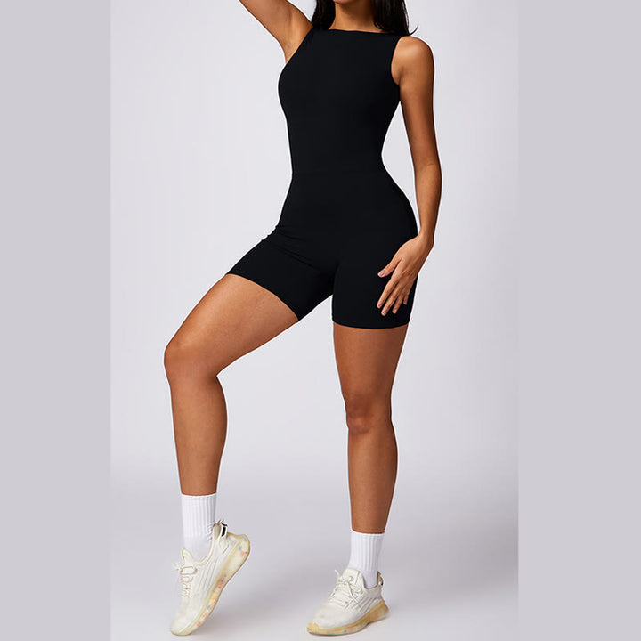 Buddha Stones Backless Jumpsuit Romper Sports Gym Fitness Yoga Women Bodysuit