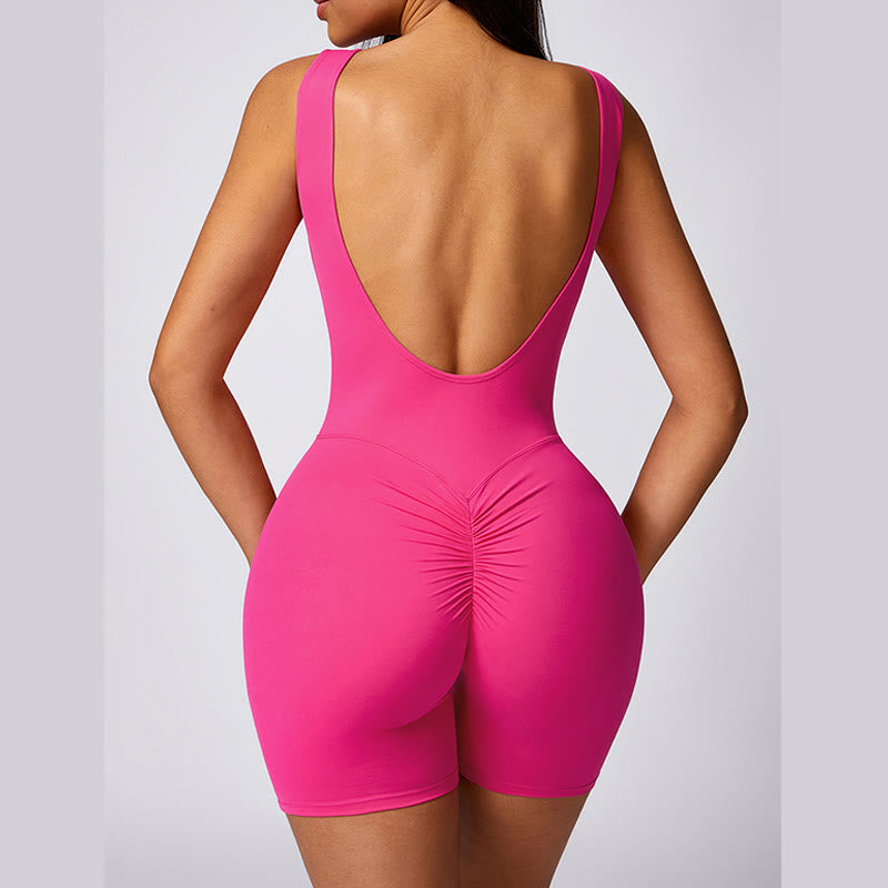 Buddha Stones Backless Jumpsuit Romper Sports Gym Fitness Yoga Women Bodysuit