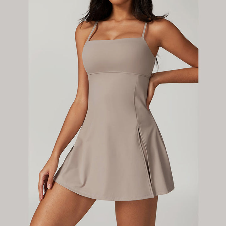 Buddha Stones Solid Backless Tennis Yoga Women Sports Dress - image 26