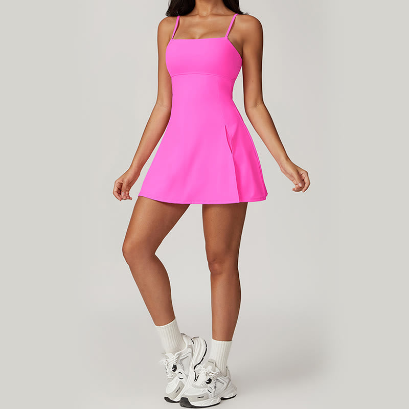 Buddha Stones Solid Backless Tennis Yoga Women Sports Dress - image 39