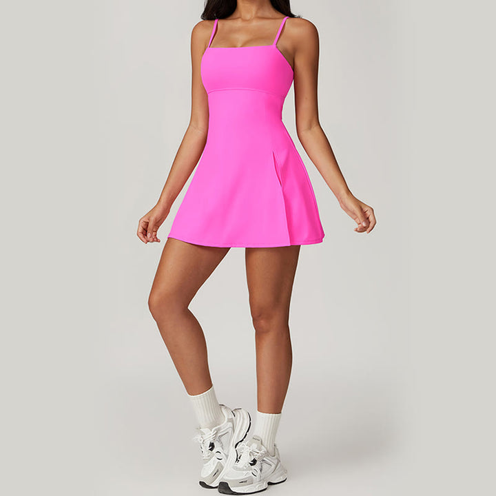 Buddha Stones Solid Backless Tennis Yoga Women Sports Dress - image 39