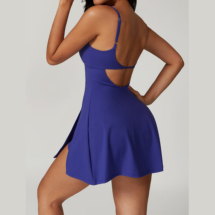 Buddha Stones Solid Backless Tennis Yoga Women Sports Dress - image 45