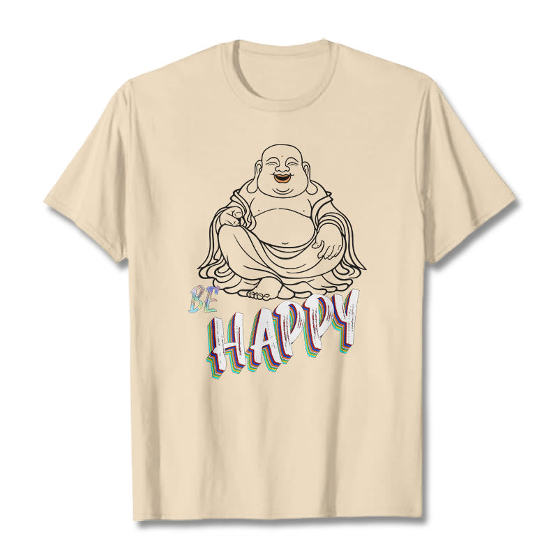 Buddha Stones BE HAPPY Laughing Buddha Tee T-shirt - Bisque - 2XL - image 9