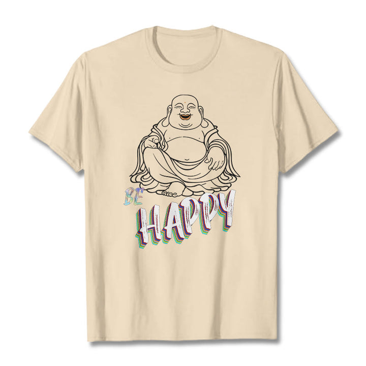 Buddha Stones BE HAPPY Laughing Buddha Tee T-shirt - Bisque - 2XL - image 9