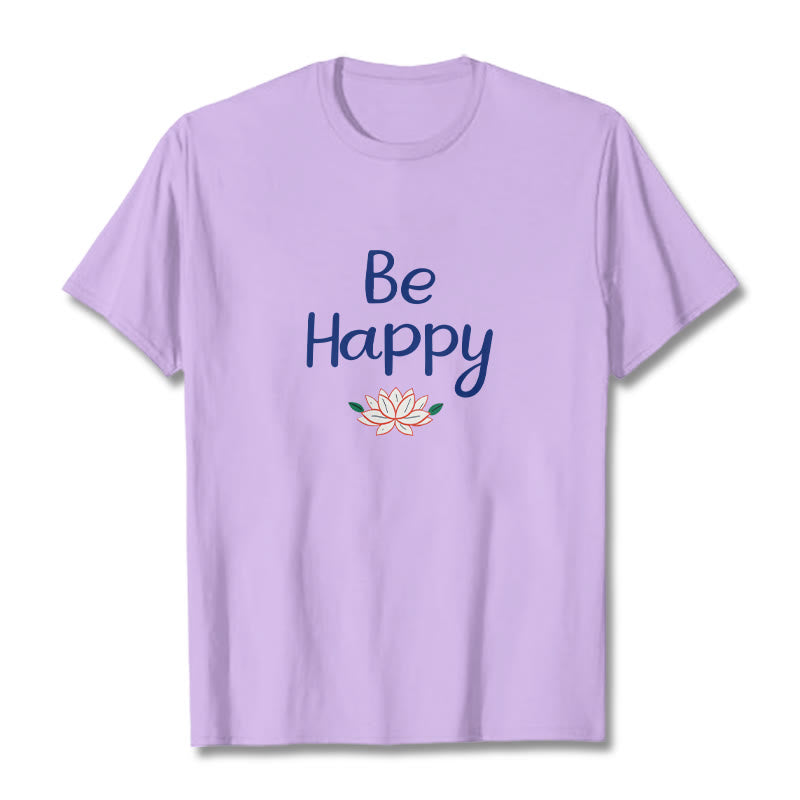 Buddha Stones Be Happy Lotus Tee T-shirt - Plum - 2XL - image 16