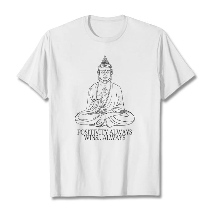 Buddha Stones Positivity Always Wins Tee T-shirt - White - Positivity always wins…Always - XXL - image 2