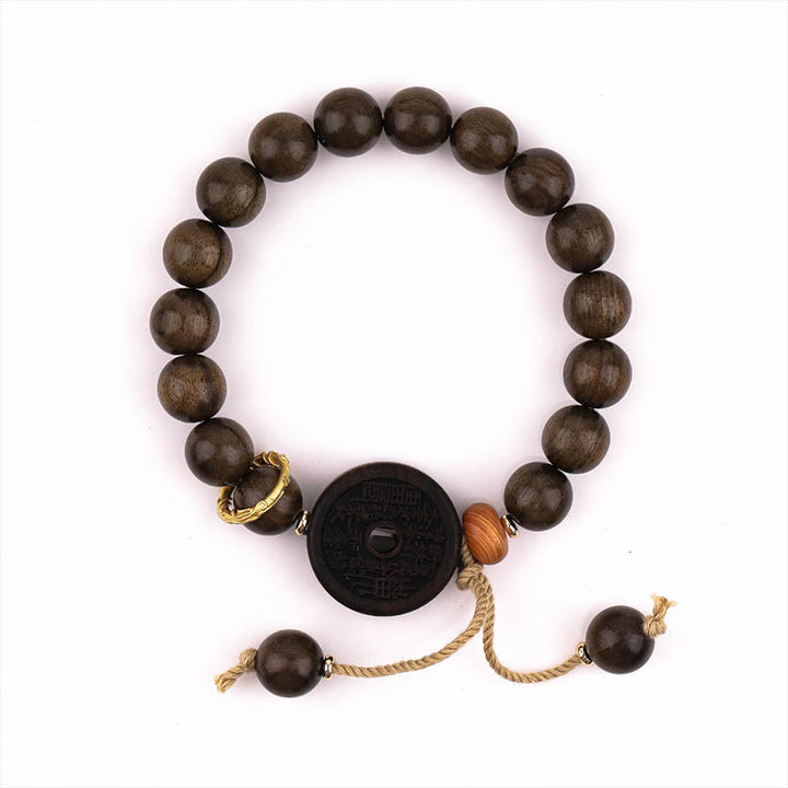 Buddha Stones Ebony Wood Mountain Ghosts Spend Money Balance Bracelet