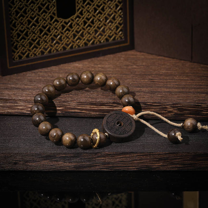 Buddha Stones Ebony Wood Mountain Ghosts Spend Money Balance Bracelet