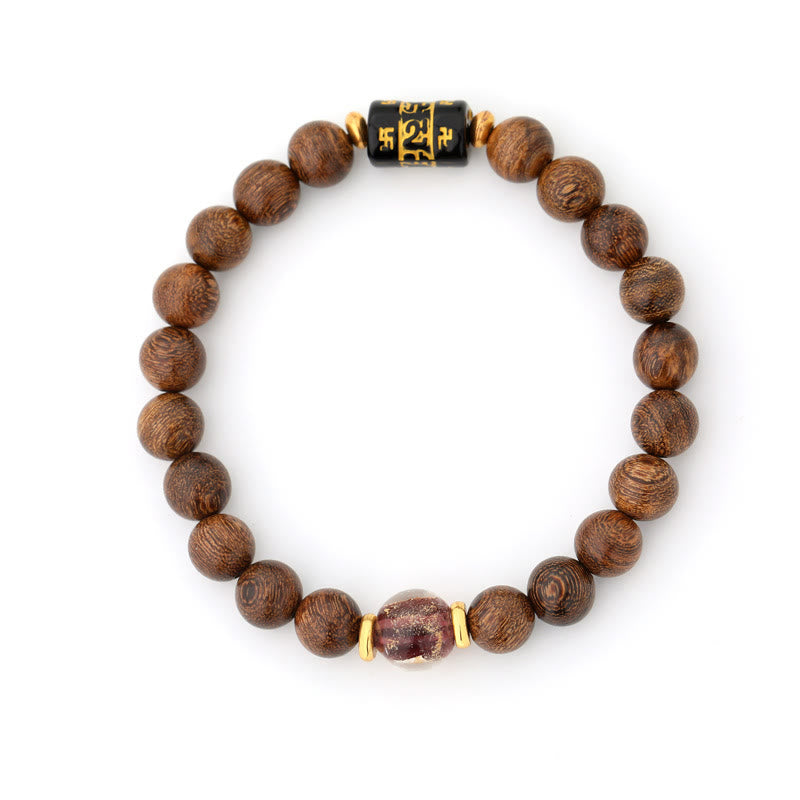 Buddha Stones Tibetan Sandalwood Om Mani Padme Hum Swastika Healing Bracelet