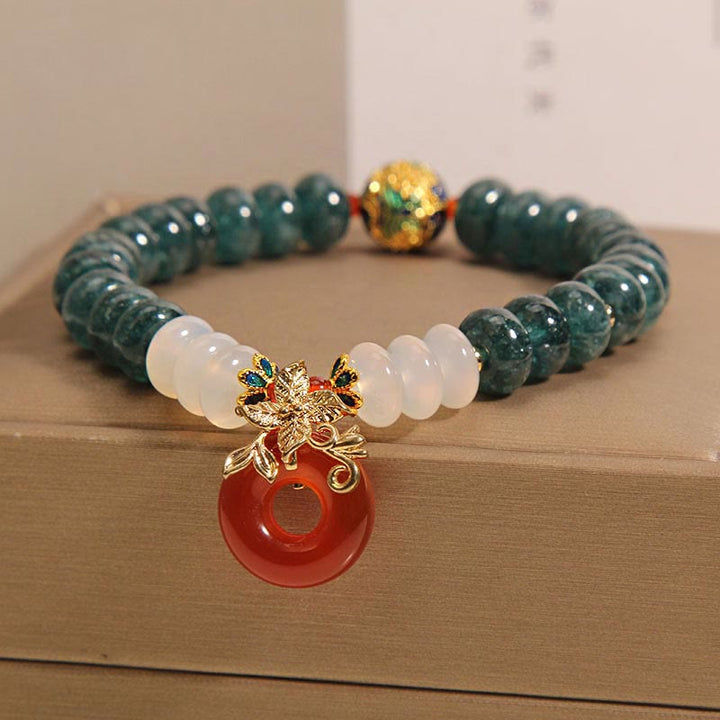 Buddha Stones Jade White Agate Red Agate Peace Buckle Abacus Beads Luck Bracelet