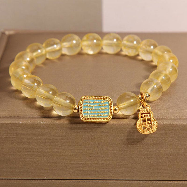 Buddha Stones Natural Citrine Five Scriptures Generosity Bracelet