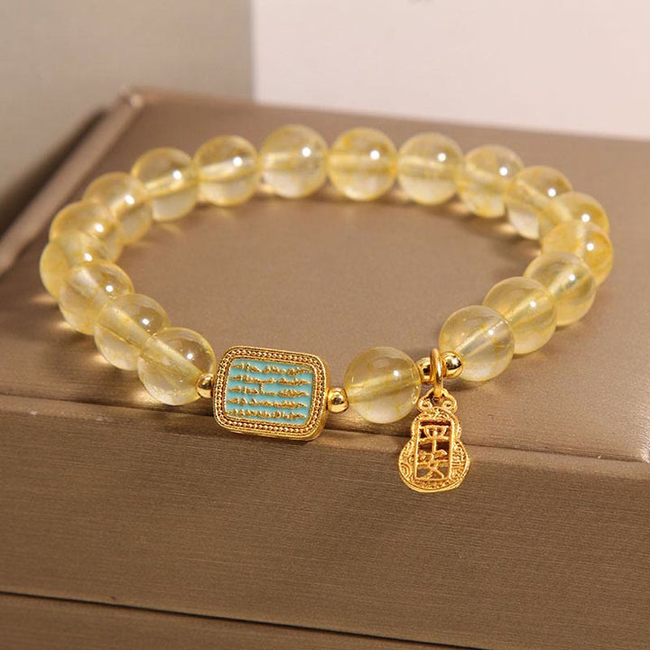 Buddha Stones Natural Citrine Five Scriptures Generosity Bracelet