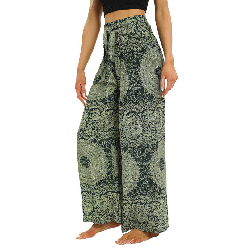 Buddha Stones Boho Lace-up Wide Leg Pants Women's Yoga Pants - image 9