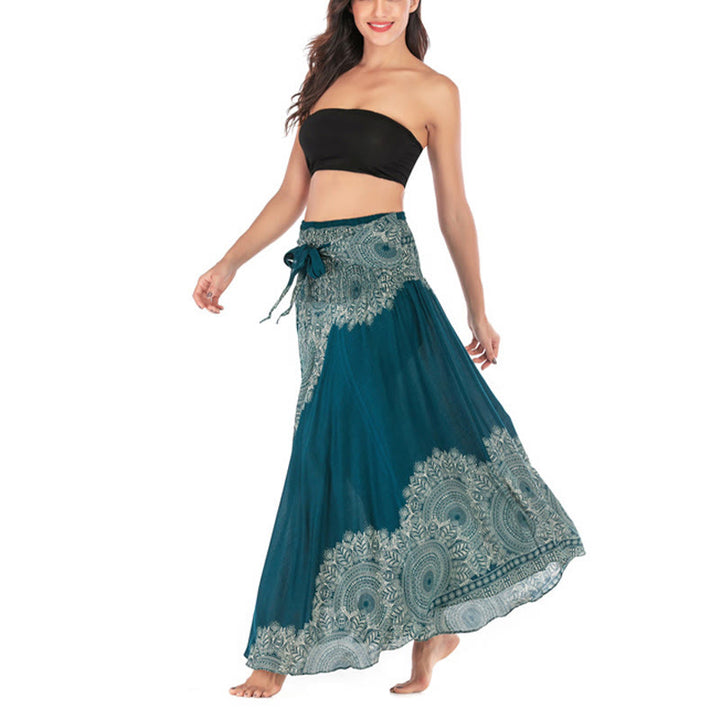 Buddha Stones Two Style Wear Boho Mandala Flower Beach Skirt Dress - image 5