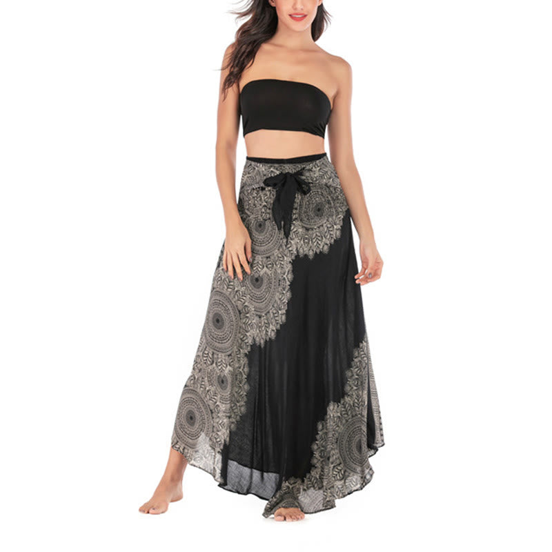 Buddha Stones Two Style Wear Boho Mandala Flower Beach Skirt Dress - image 17