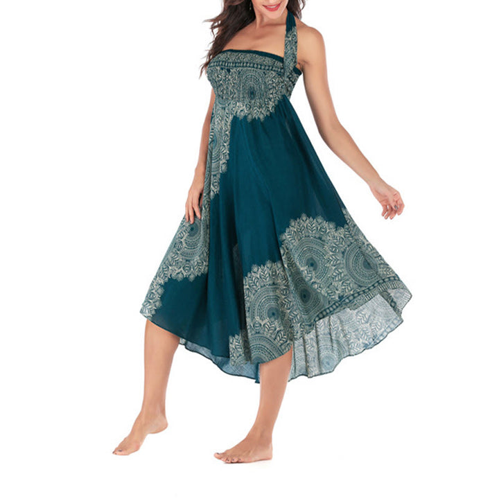 Buddha Stones Two Style Wear Boho Mandala Flower Beach Skirt Dress - image 10