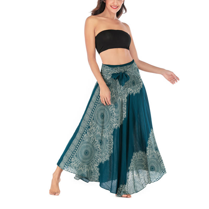 Buddha Stones Two Style Wear Boho Mandala Flower Beach Skirt Dress