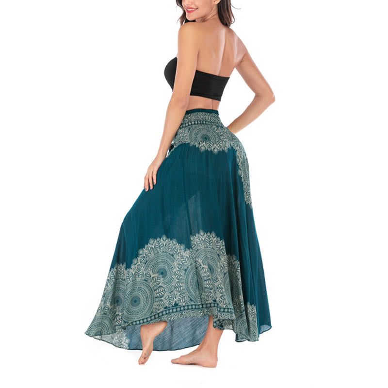 Buddha Stones Two Style Wear Boho Mandala Flower Beach Skirt Dress - image 6