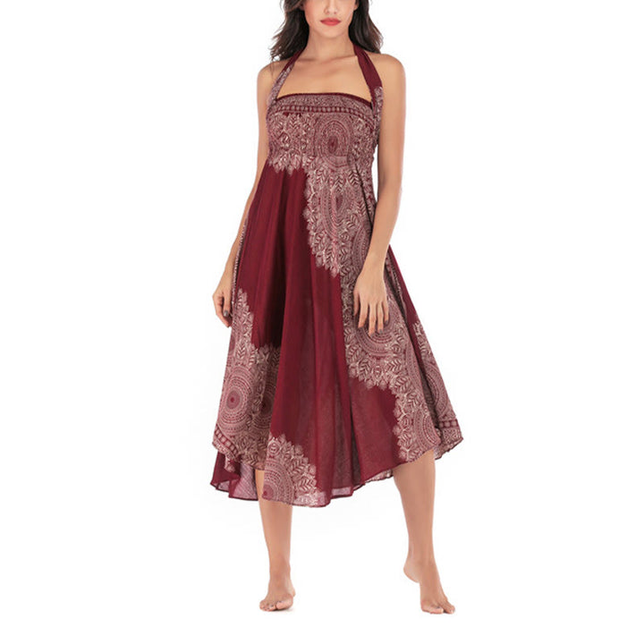 Buddha Stones Two Style Wear Boho Mandala Flower Beach Skirt Dress - image 28