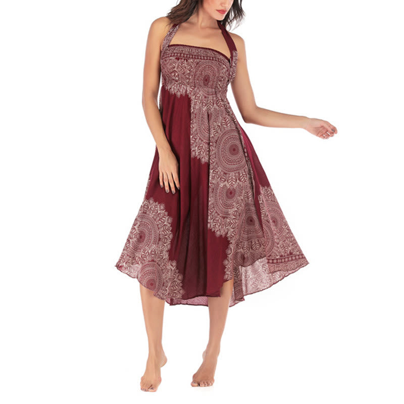 Buddha Stones Two Style Wear Boho Mandala Flower Beach Skirt Dress - image 22