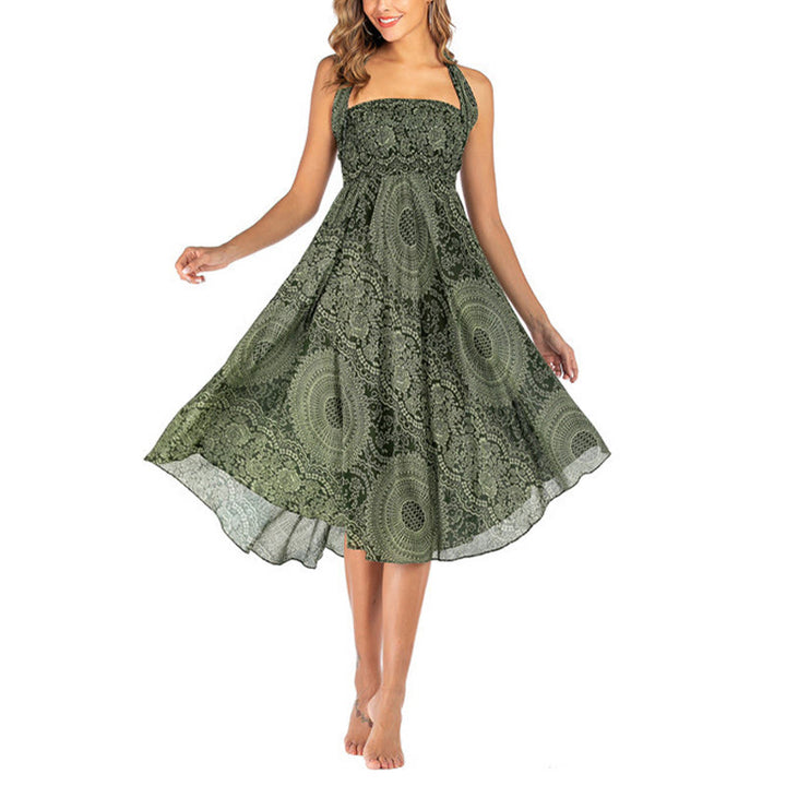 Buddha Stones Two Style Wear Boho Compass Rose Flower Skirt Dress - image 9
