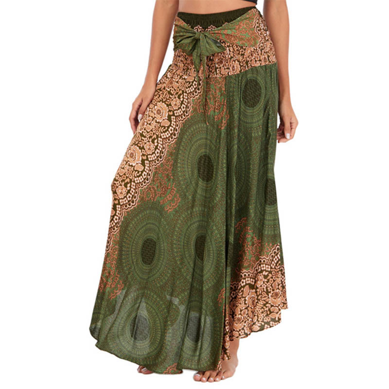 Buddha Stones Two Style Wear Bohemian Compass Rose Flower Lace-up Skirt Dress - DarkSeaGreen - US4-12，UK/AU8-16，EU36-44 (F) - image 18