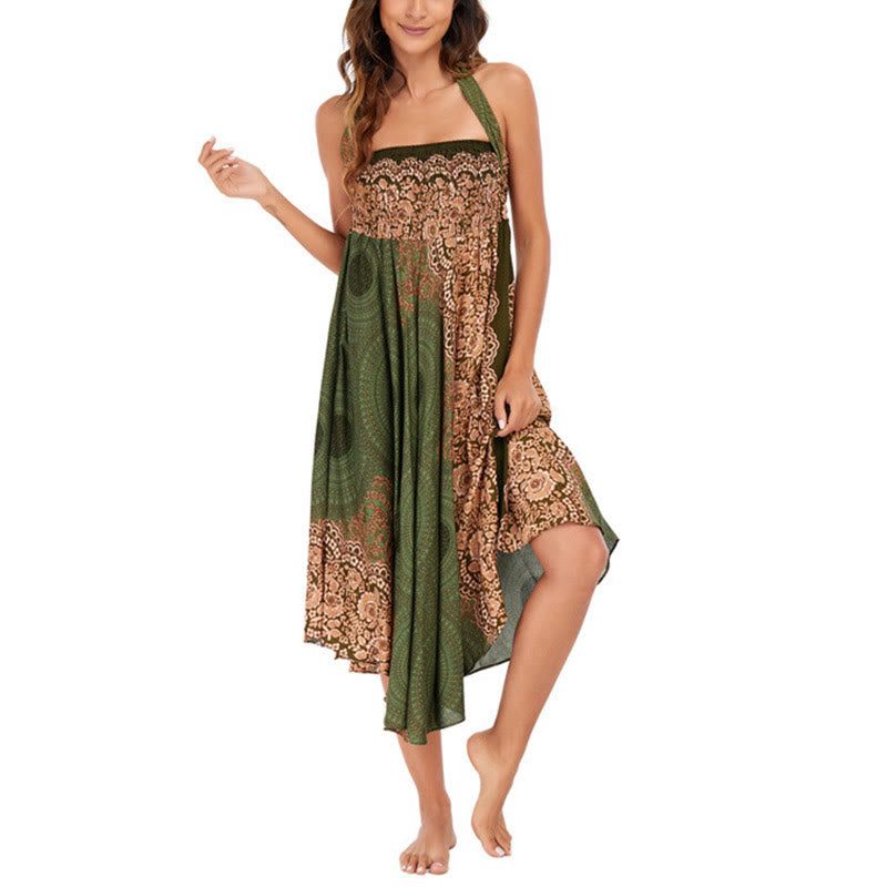 Buddha Stones Two Style Wear Bohemian Compass Rose Flower Lace-up Skirt Dress - image 25