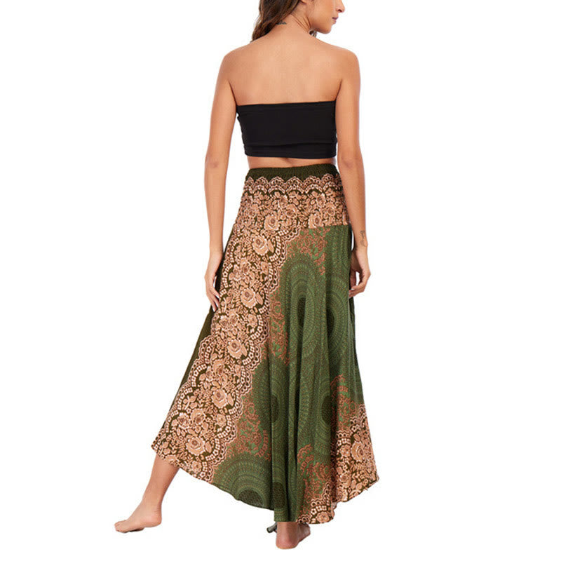 Buddha Stones Two Style Wear Bohemian Compass Rose Flower Lace-up Skirt Dress - image 22