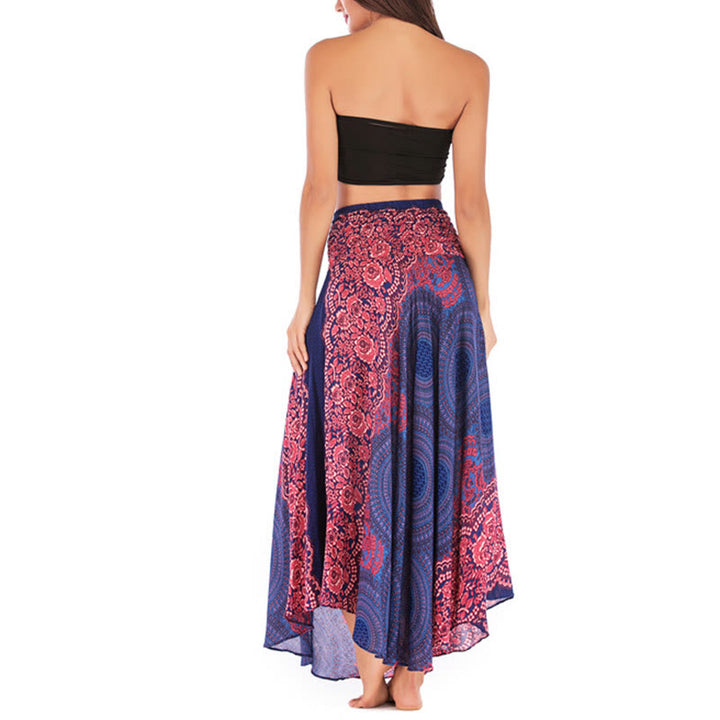 Buddha Stones Two Style Wear Bohemian Compass Rose Flower Lace-up Skirt Dress - image 13