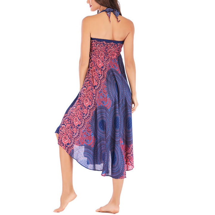 Buddha Stones Two Style Wear Bohemian Compass Rose Flower Lace-up Skirt Dress - image 16