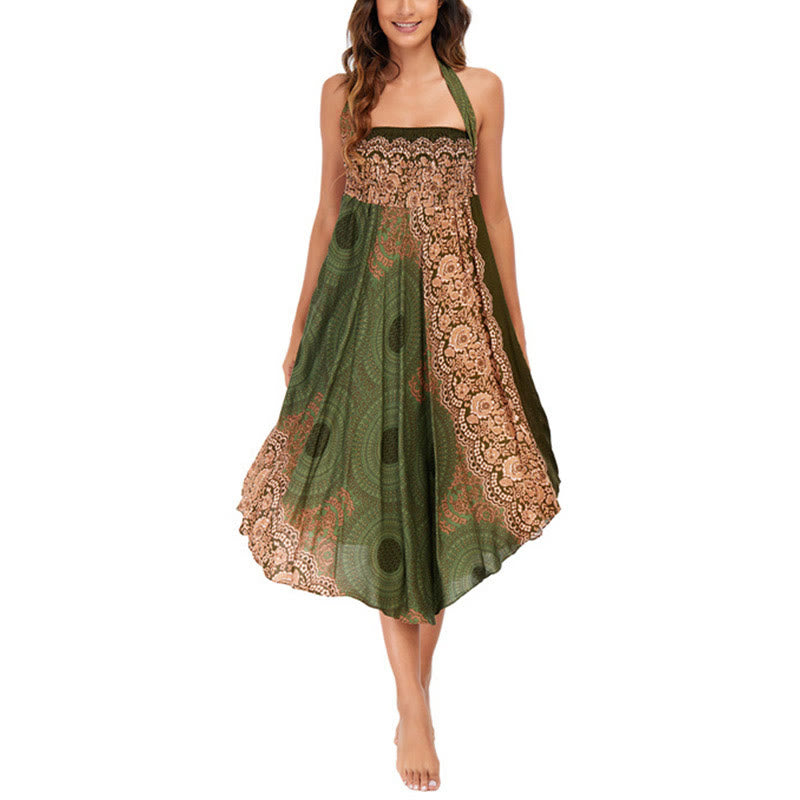Buddha Stones Two Style Wear Bohemian Compass Rose Flower Lace-up Skirt Dress - image 24
