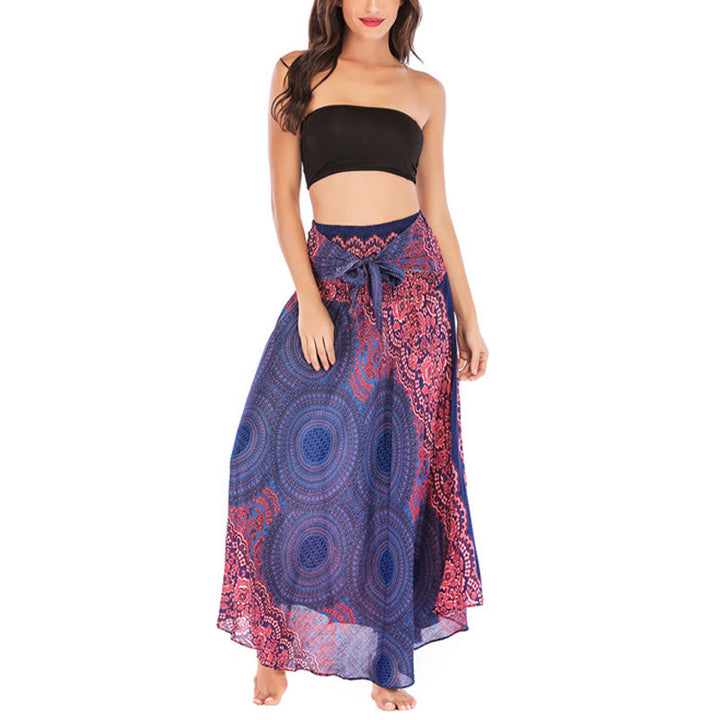 Buddha Stones Two Style Wear Bohemian Compass Rose Flower Lace-up Skirt Dress - image 14
