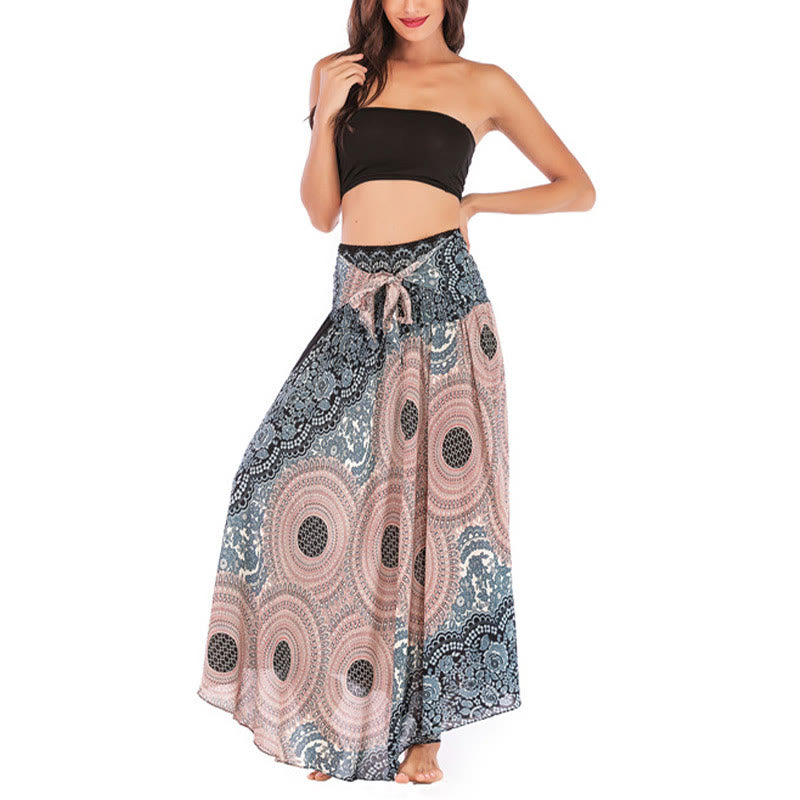 Buddha Stones Two Style Wear Bohemian Compass Rose Flower Lace-up Skirt Dress - image 27