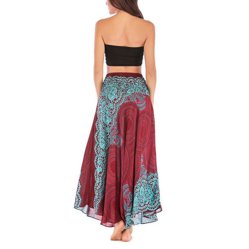 Buddha Stones Two Style Wear Bohemian Compass Rose Flower Lace-up Skirt Dress - image 39