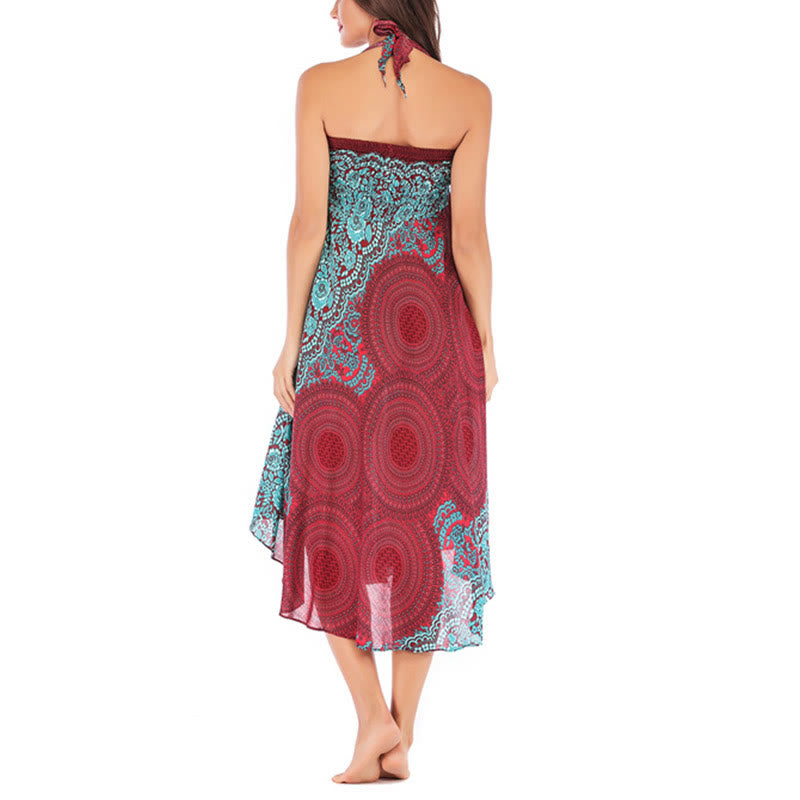 Buddha Stones Two Style Wear Bohemian Compass Rose Flower Lace-up Skirt Dress - image 42