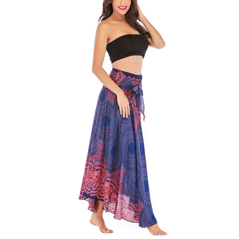 Buddha Stones Two Style Wear Bohemian Compass Rose Flower Lace-up Skirt Dress - image 12