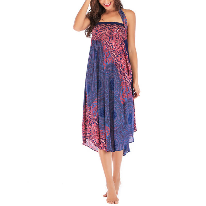 Buddha Stones Two Style Wear Bohemian Compass Rose Flower Lace-up Skirt Dress - image 15