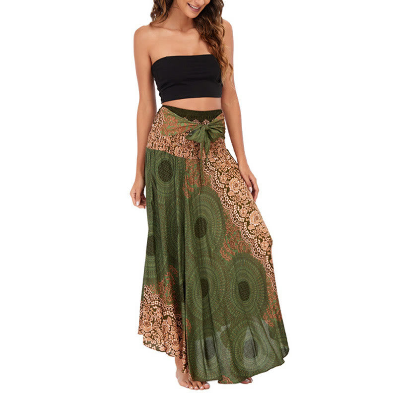 Buddha Stones Two Style Wear Bohemian Compass Rose Flower Lace-up Skirt Dress - image 23