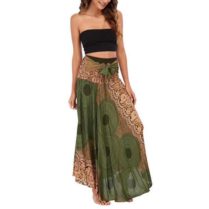 Buddha Stones Two Style Wear Bohemian Compass Rose Flower Lace-up Skirt Dress - image 23