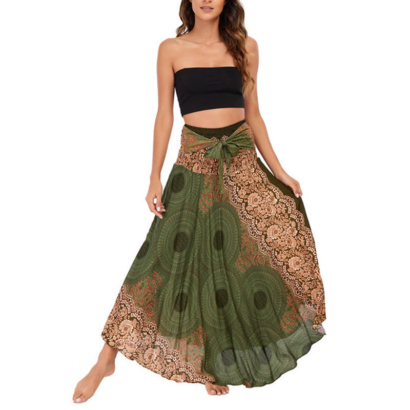 Buddha Stones Two Style Wear Bohemian Compass Rose Flower Lace-up Skirt Dress - image 19