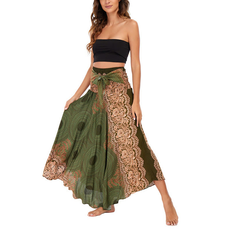 Buddha Stones Two Style Wear Bohemian Compass Rose Flower Lace-up Skirt Dress - image 21