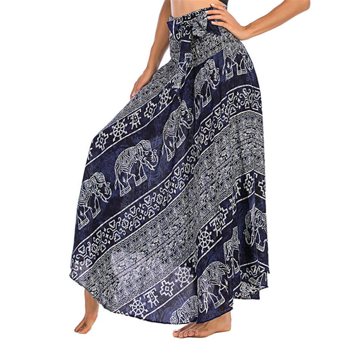 Buddha Stones Two Style Wear Boho Elephant Geometry Lace-up Skirt Dress - DarkSlateBlue - US4-12，UK/AU8-16，EU36-44 (F) - image 17