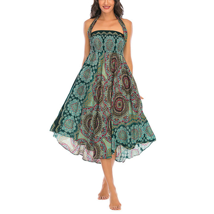 Buddha Stones Two Style Wear Bohemian Mandala Flower Lace-up Skirt Dress - image 7