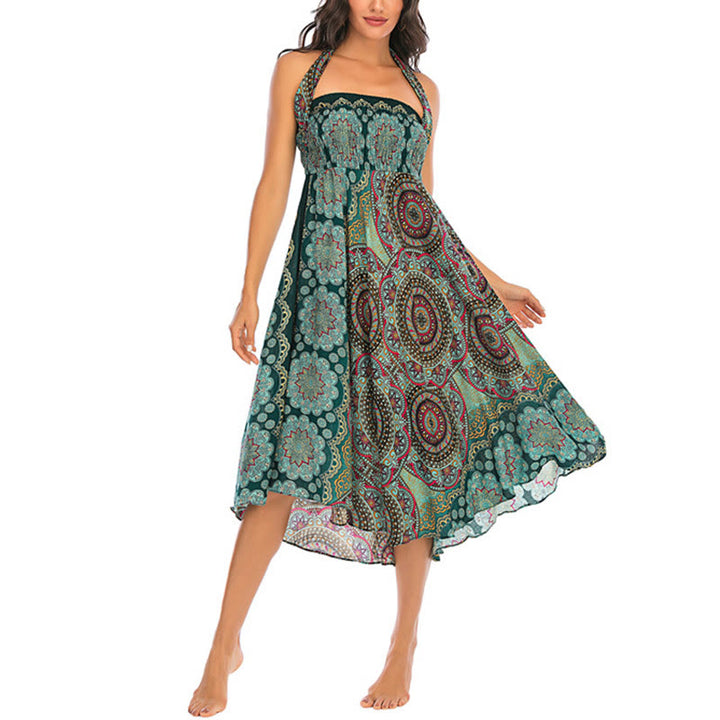 Buddha Stones Two Style Wear Bohemian Mandala Flower Lace-up Skirt Dress