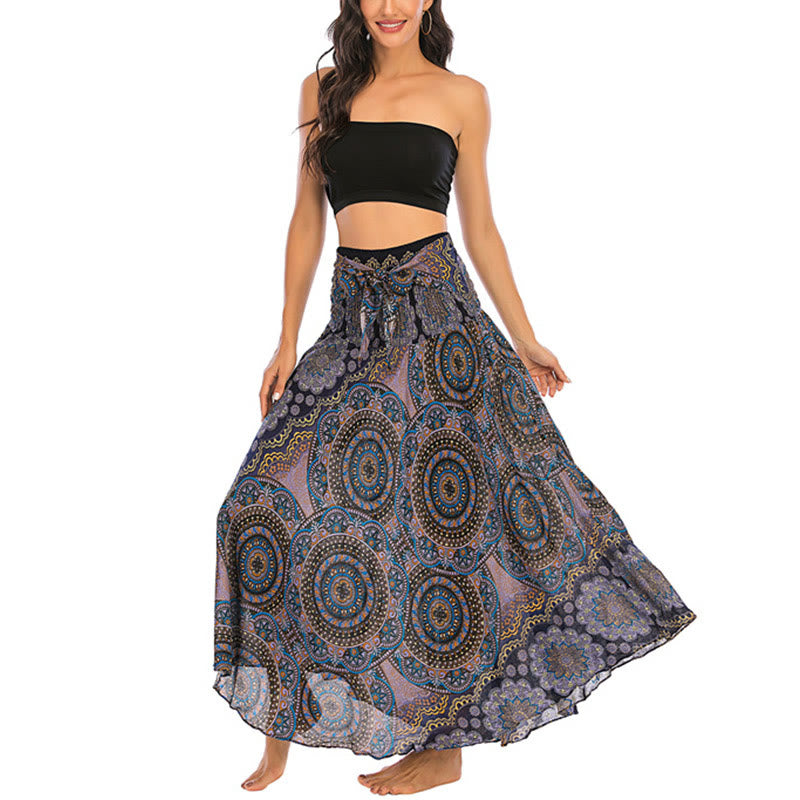 Buddha Stones Two Style Wear Bohemian Mandala Flower Lace-up Skirt Dress - image 33