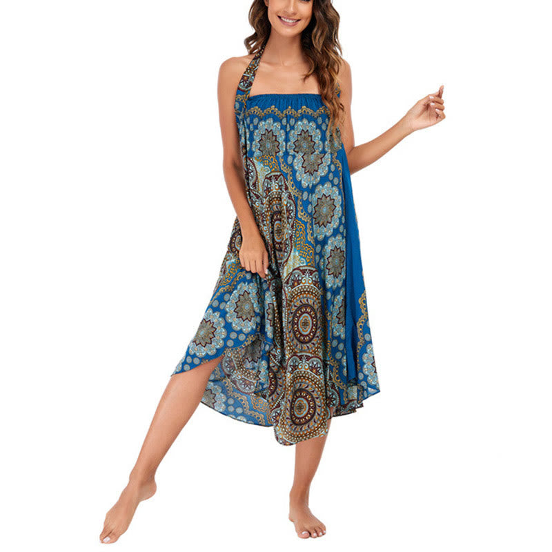 Buddha Stones Two Style Wear Bohemian Mandala Flower Lace-up Skirt Dress