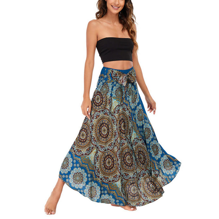 Buddha Stones Two Style Wear Bohemian Mandala Flower Lace-up Skirt Dress