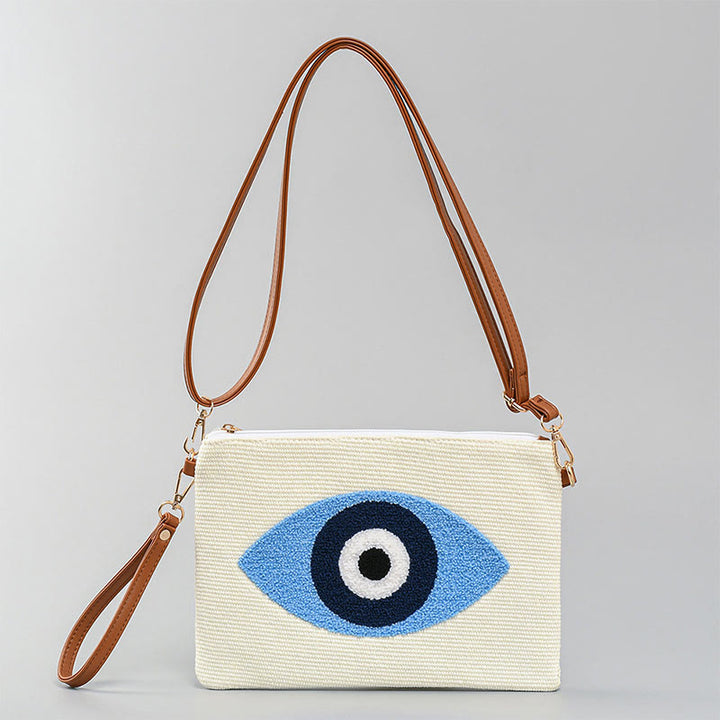 Buddha Stones Evil Eye Leaf Hamsa Canvas Crossbody Bag Shoulder Bag Handbag